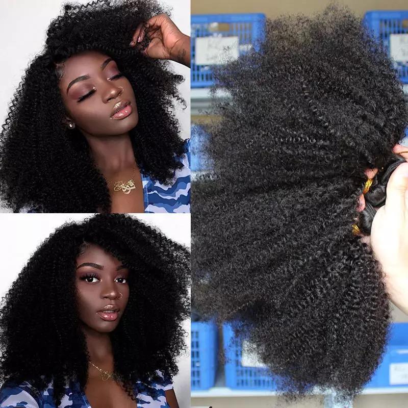 10A Grade 3/4 Bundles Afro Kinky Curly Brazilian Human Hair