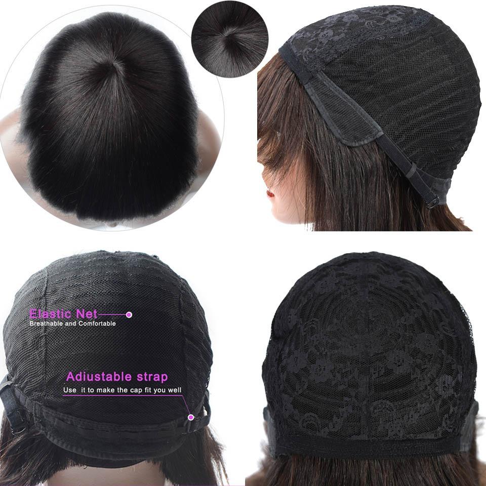 Straight Bob Human Hair Wigs with Bangs Brazilian Full